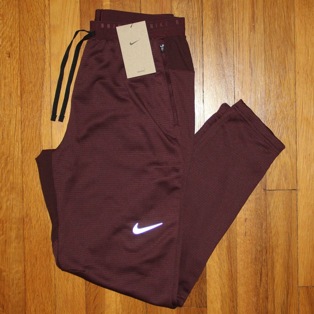 Nike Dri-Fit Stride Knit Running Pants Mens S Burgundy